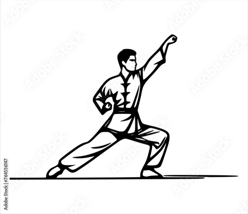 kungfu moves silhouette - line hand drawing (artwork 3)