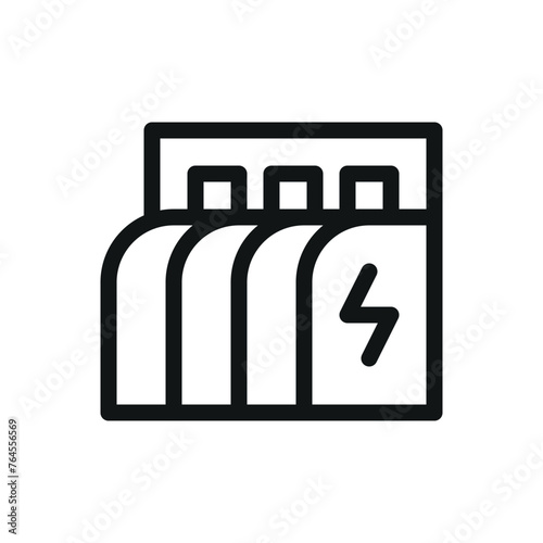 Hydroelectric power station isolated icon, hydroelectric power plant vector symbol with editable stroke
