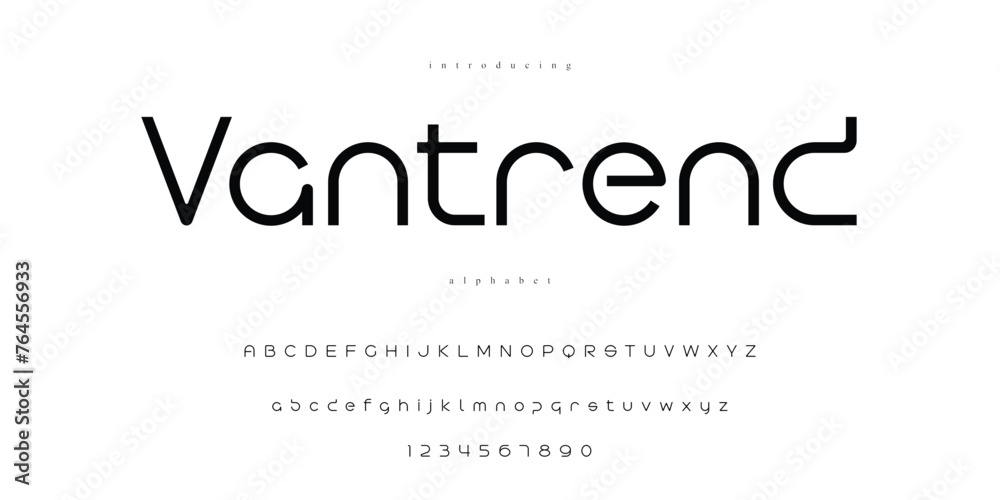 Fototapeta premium minimal sans serif sci-fi modern alphabet font 
