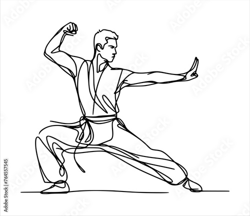 kungfu moves silhouette - line hand drawing (artwork 4)