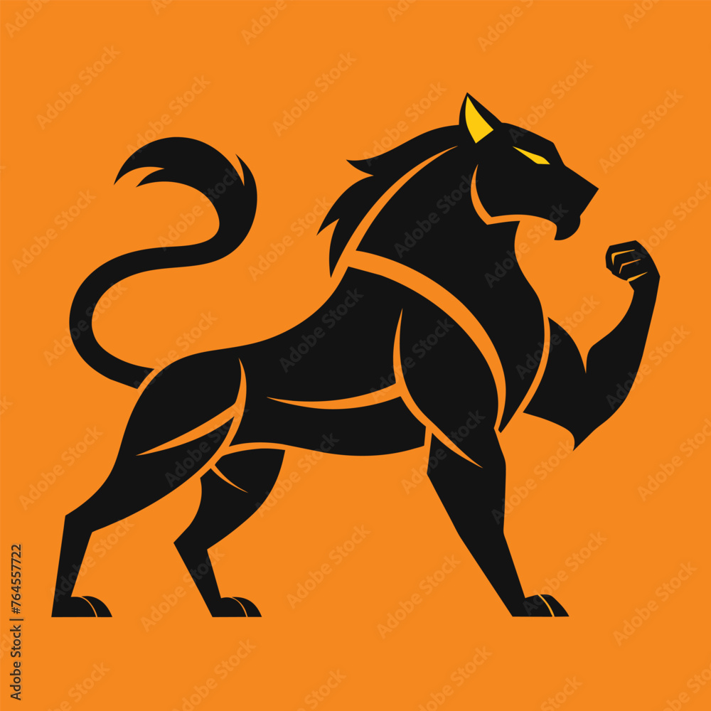 Fototapeta premium Dynamic and Powerful Stylized Animal Silhouette: Symbolizing Strength and Agility