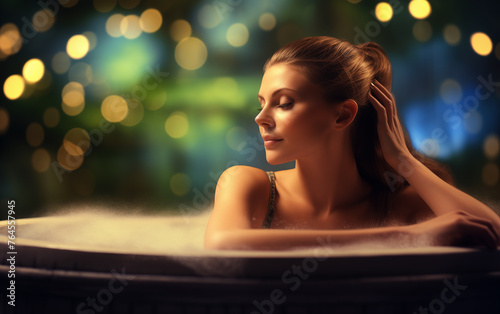 beautiful woman in a spa hot tub