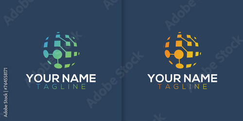 global technology logo collection, planet technology