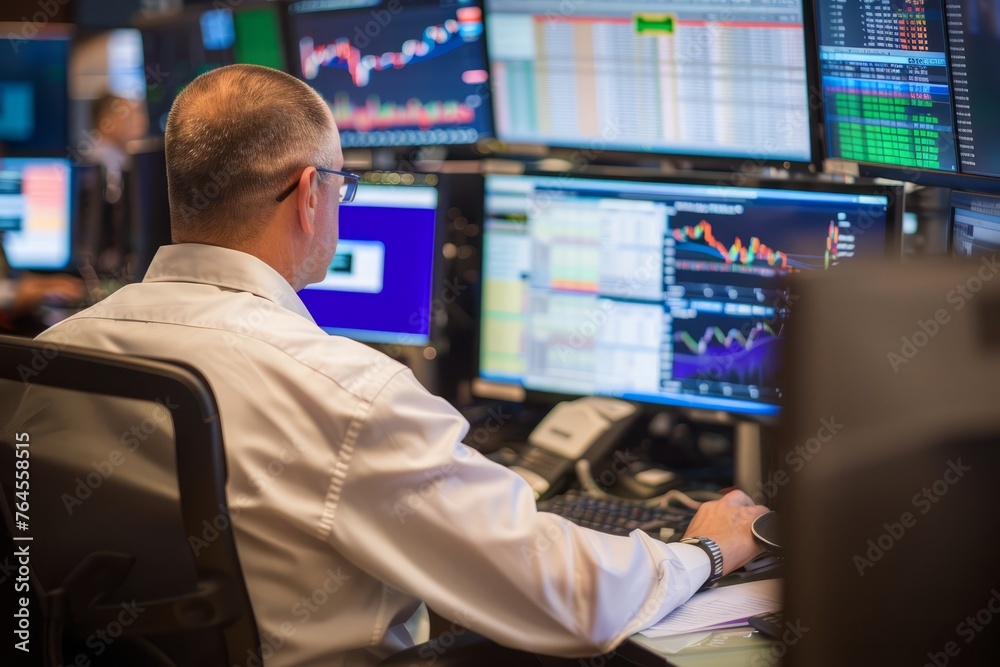 A brokerage firm's trading algorithms and automated trading systems, showcasing the use of technology and data analytics in executing trades and managing portfolios, Generative AI A brokerage firm's trading algorithms and automated trading systems, showcasing the use of technology and data analytics in executing trades and managing portfolios, Generative AI