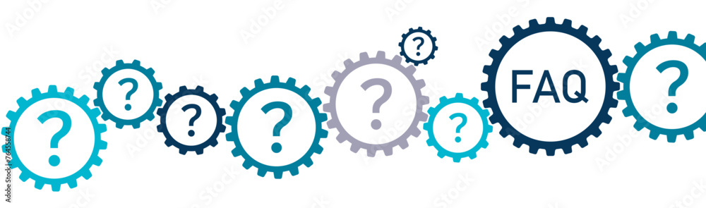 Frequently Asked Question FAQ banner vector illustration with the icons of artificial intelligence, application, innovation, question and answer in website, social network, business, white background