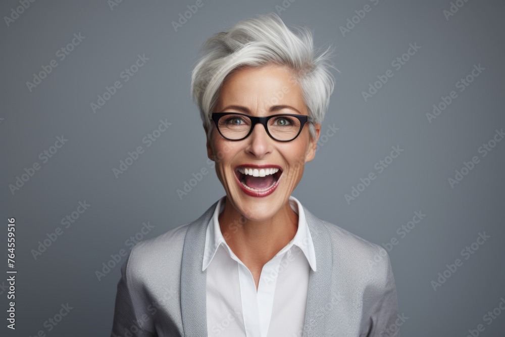Portrait of a mature businesswoman woman with a laughing face