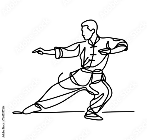 kungfu moves silhouette - line hand drawing (artwork 6)