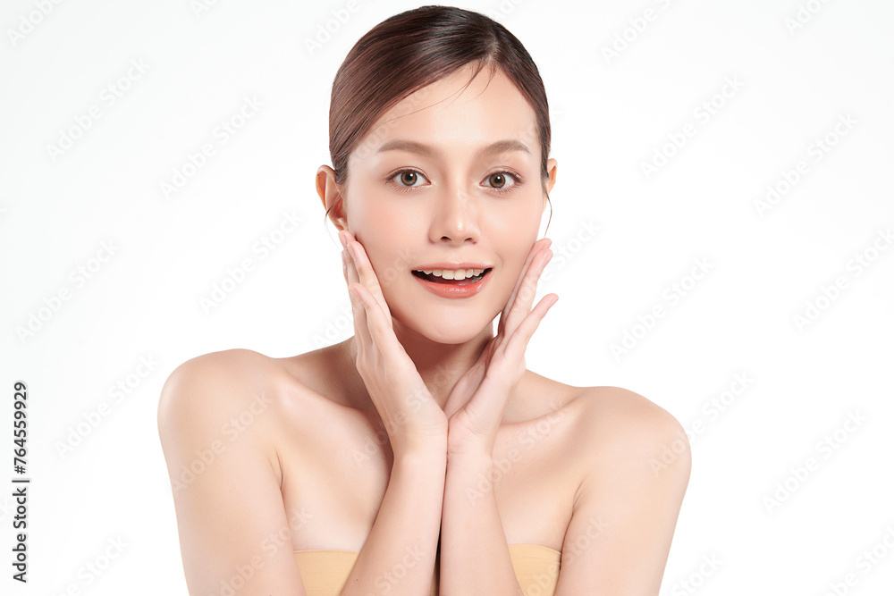 Beautiful young asian woman with clean fresh skin on white background, Face care, Facial treatment, Cosmetology, beauty and spa, Asian women portrait. Beautiful young asian woman with clean fresh skin on white background, Face care, Facial treatment, Cosmetology, beauty and spa, Asian women portrait.