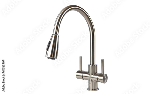 Modern Stainless Steel Kitchen Faucet on transparent background,