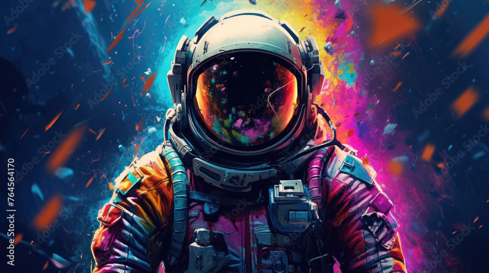 Stylish street graffiti with the astronout in space. Stylish street graffiti with the astronout in space.