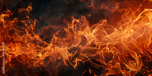 Fire flames on black background Texture of fire Abstract fire background, Beautiful flames on black background,