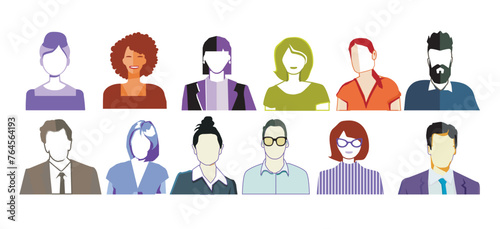 Gruppe von Personen Portrait, Gesichter isoliert auf weißem Hintergrund. illustration