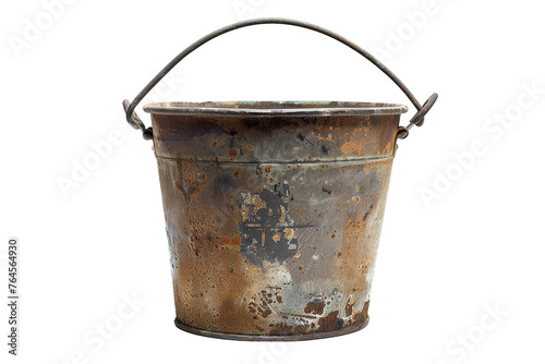 Old Metal Bucket on transparent background,