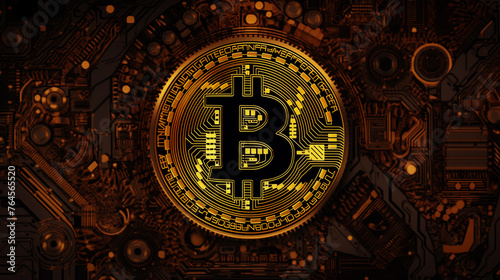 Bitcoin on abstract background