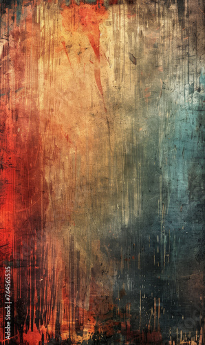 A vibrant abstract canvas with fiery red and orange streaks creating a bold  grungy texture.