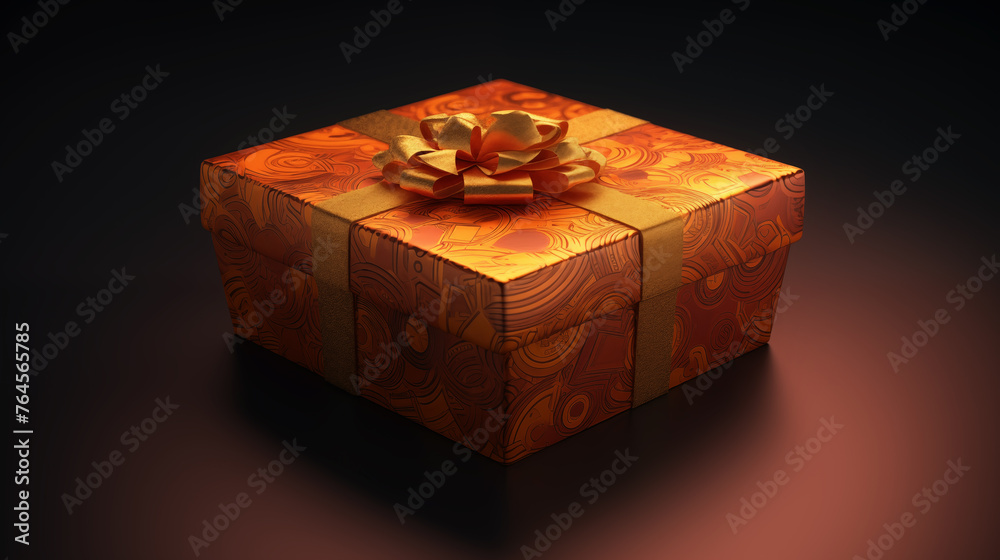 Obraz premium Package tied with ribbon on black background.