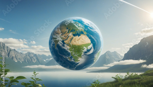 Planet Earth in a nature and sustainable environment colorful background © Fukurou