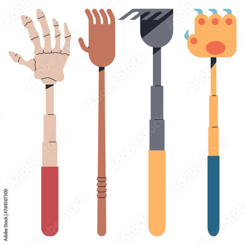 Back scratchers vector cartoon set isolated on a white background. photo