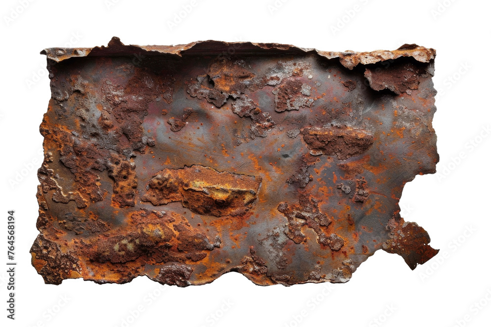 Rusted Metal Plate on transparent background,