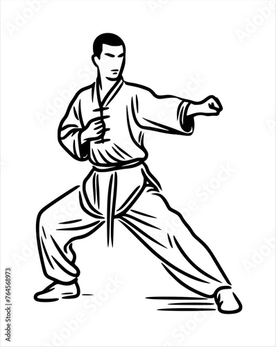 kungfu moves silhouette - line hand drawing (artwork 11)