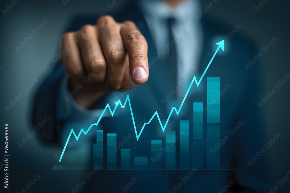 Upward Trending Performance Visualized on Analytical Business Graph Chart Upward Trending Performance Visualized on Analytical Business Graph Chart