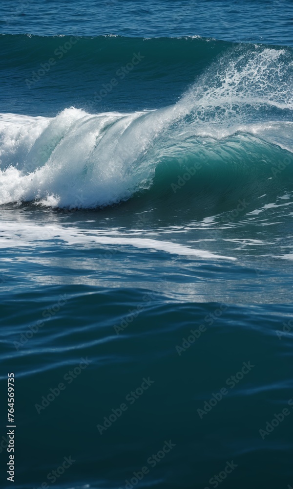 Waves breaking on the shore of the Atlantic Ocean in Portugal.