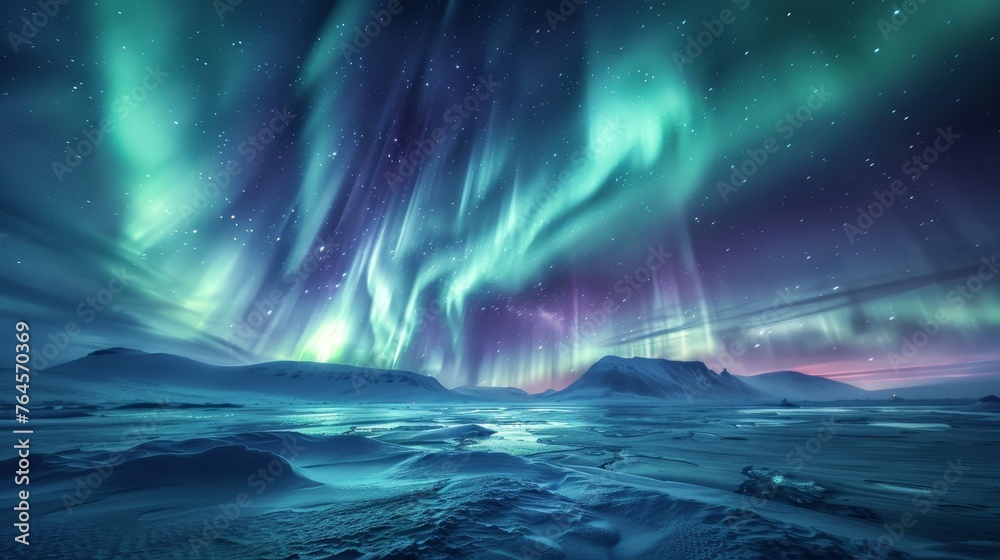 Atmosphere: A breathtaking view of the Northern Lights dancing in the night sky