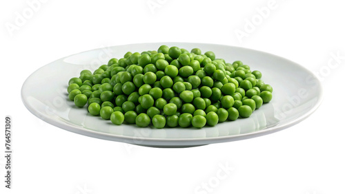Fresh raw peas on plate isolated on Transparent background.