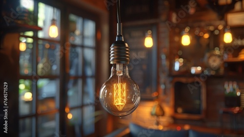 Lightbulb: A lightbulb hanging from the ceiling