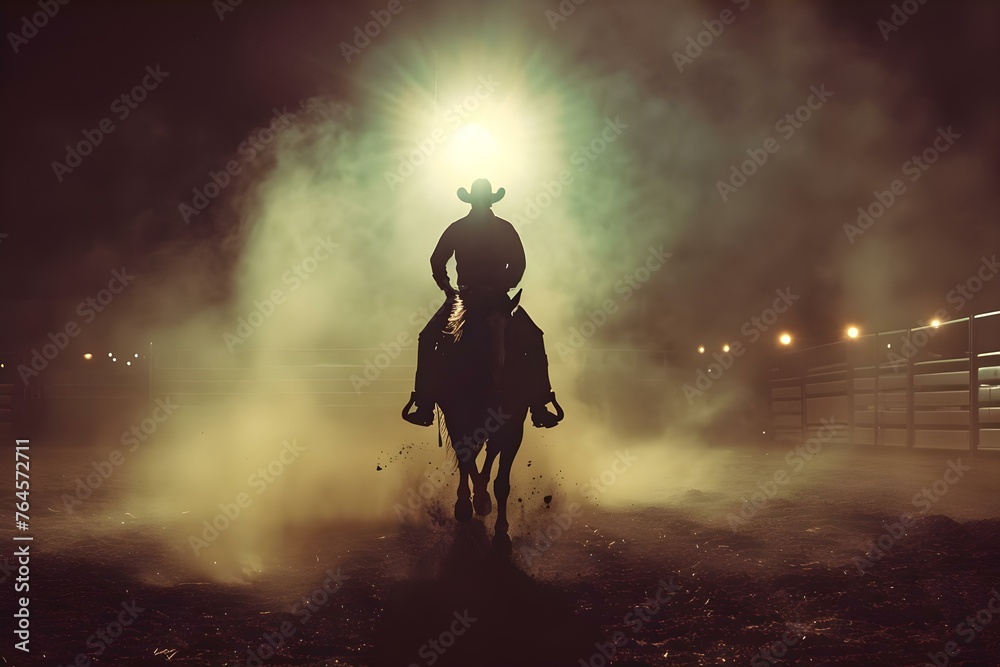 Rodeo cowboy riding a bucking bronco. Concept Western Lifestyle, Bull ...