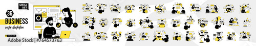 Mega collection of scenes with men and women taking part in business activities. Business Concept illustrations. Vector illustration © Pro_Vector