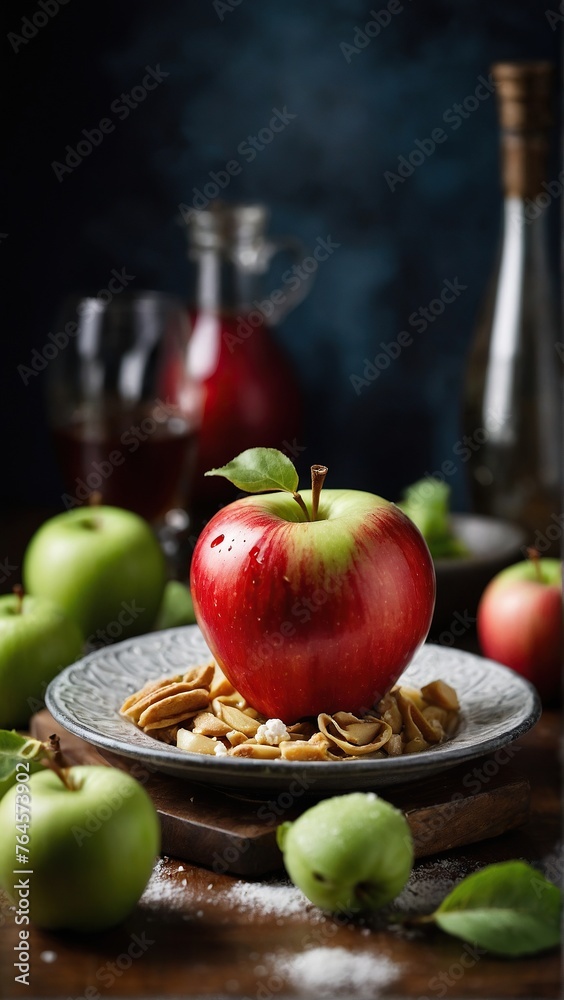 Creative picture of a red apple.