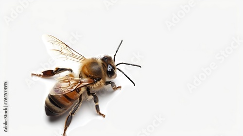 Generative AI : Honey bee isolate on white banner background, bee products by organic natural ingredients concept © The Little Hut