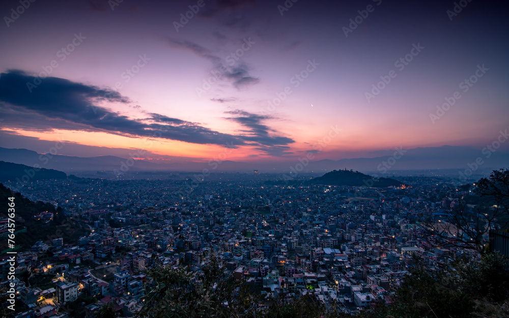 sunrise over the  kathmandu city, Nepal. 