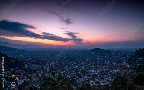 sunrise over the  kathmandu city  Nepal. 