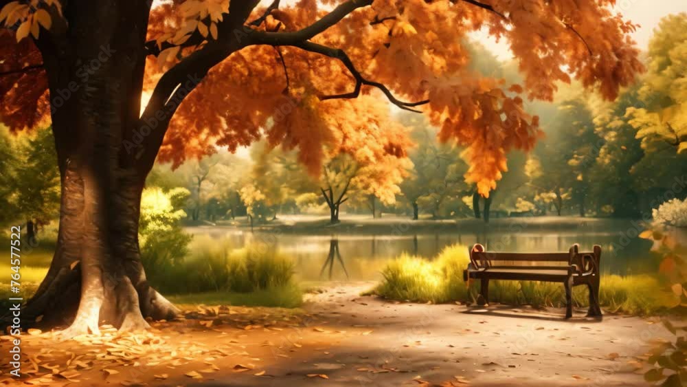 Autumn landscape with fog in the forest. Sunrise in the forest, autumn in the park, AI Generated Autumn landscape with fog in the forest. Sunrise in the forest, autumn in the park, AI Generated