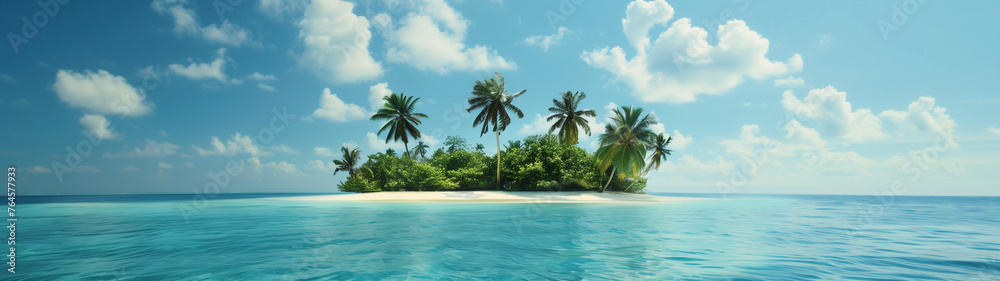 tropical island panorama, ultrawide background or wallpaper