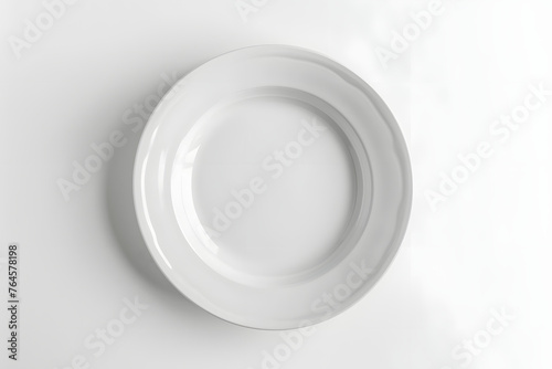 Empty ceramic round plate isolated on white background