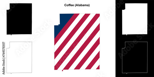 Coffee county outline map set