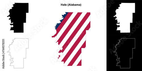 Hale county outline map set
