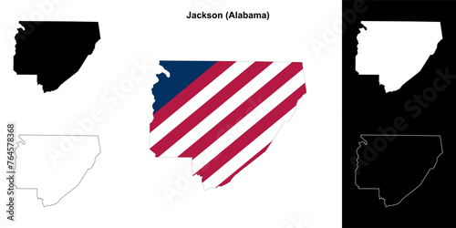 Jackson county outline map set