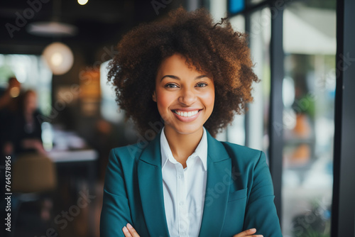 Smiling black businesswomen in suit. Women in work clothes. Rich women. Business boss. Boss of a start-up. Afro american women. American women. African women. Africa country. AI.

