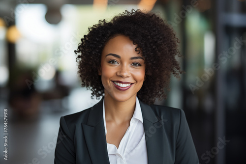 Smiling black businesswomen in suit. Women in work clothes. Rich women. Business boss. Boss of a start-up. Afro american women. American women. African women. Africa country. AI.