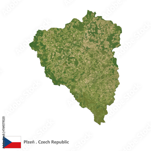 Plzeň, Region of the Czech Republic Topographic Map (EPS)