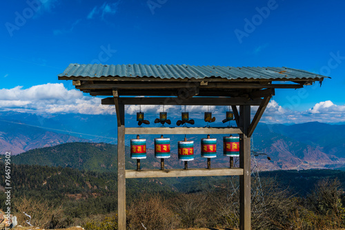 Prayer wheels with a view photo
