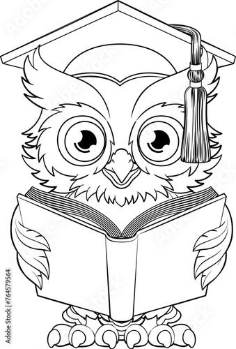 A wise owl bird cartoon cut...