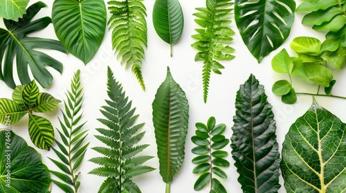 Exotic leaves and leafy texture from a tropical plant collection, creating a tranquil urban jungle atmosphere.