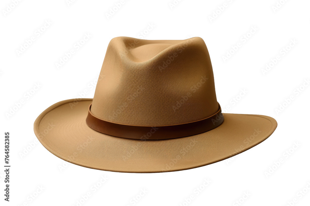 Enigmatic Tan Hat Dancing in a Blank Canvas. On White or PNG Transparent Background..