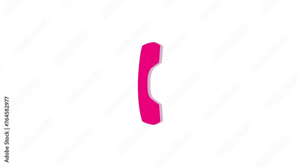 3d telephone logo icon loopable rotated pink color animation on white background 3d telephone logo icon loopable rotated pink color animation on white background