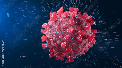 Coronavirus surrounded by soap molecules, illustration photo